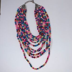 Sassy Jones Makemba Lava Bead Necklace Multicolor Statement Layered w/ Bag OS